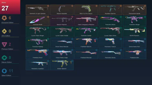 NA | Sentinels of Light Operator | Reaver Karambit | RGX 11z Pro Classic | Ruination Spectre | 27 Skin | 17 Agent | 35 Buddy | Lv55
