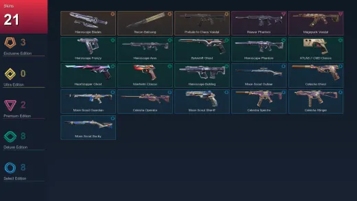 EU | Hieroscape Blades | Recon Balisong | Prelude to Chaos Vandal | Reaver Phantom | 21 Skin | 24 Agent | 36 Buddy | Lv85 — Valorant account