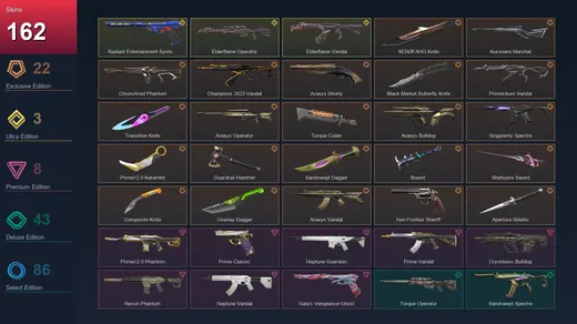 EU | XERØFANG Knife | Kuronami Marshal | ChronoVoid Phantom | Champions 2023 Vandal | 162 Skin | 28 Agent | 199 Buddy | Lv329 — Valorant account
