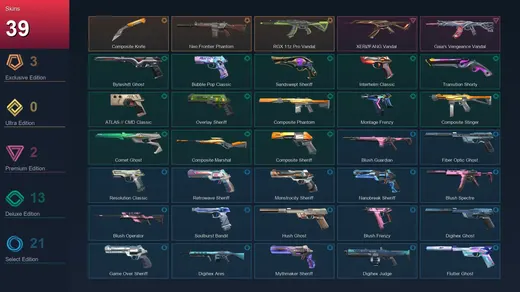 AP | Composite Knife | Neo Frontier Phantom | RGX 11z Pro Vandal | XERØFANG Vandal | 39 Skin | 29 Agent | 117 Buddy | Lv290