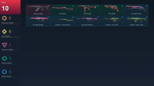 EU | Reaver Vandal | .SYS Bucky | .SYS Stinger | .SYS Sheriff | 10 Skin | 13 Agent | 15 Buddy | Lv34
