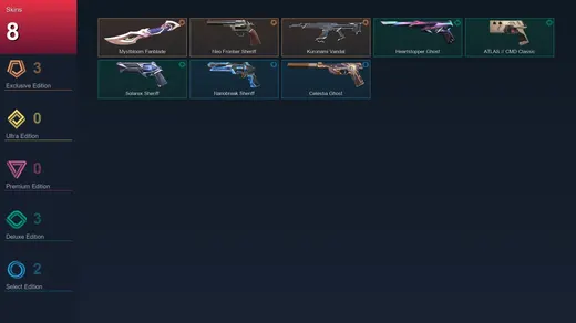 EU | Mystbloom Fanblade | Neo Frontier Sheriff | Kuronami Vandal | Heartstopper Ghost | 8 Skin | 28 Agent | 40 Buddy | Lv144 — Valorant account
