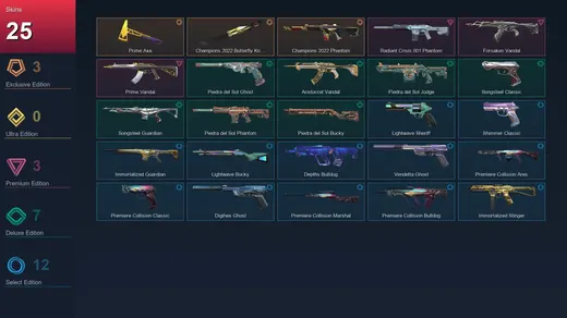 NA | Prime Axe | Champions 2022 Butterfly Knife | Champions 2022 Phantom | Radiant Crisis 001 Phantom | 25 Skin | 19 Agent | 37 Buddy | Lv69 — Valorant account