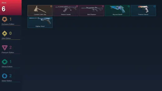 EU | Combat Crafts Axe | Reaver Vandal | Bolt Phantom | Abyssal Sheriff | 6 Skin | 24 Agent | 38 Buddy | Lv85