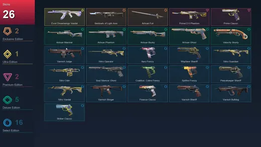 AP | Sentinels of Light Ares | Artisan Foil | Evori Dreamwings Vandal | Prime//2.0 Phantom | 26 Skin | 27 Agent | 76 Buddy | Lv177 — Valorant account