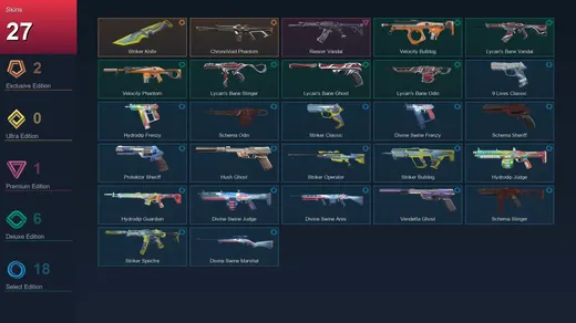AP | Striker Knife | ChronoVoid Phantom | Reaver Vandal | Velocity Bulldog | 27 Skin | 12 Agent | 41 Buddy | Lv83 — Valorant account