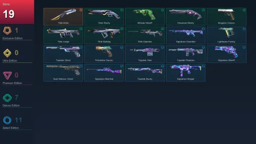 LA | Tilde Knife | Tilde Shorty | Altitude Sheriff | Hivemind Shorty | 19 Skin | 27 Agent | 73 Buddy | Lv155