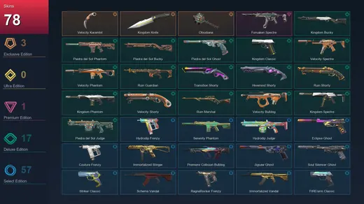 LA | Velocity Karambit | Kingdom Knife | Obsidiana | Forsaken Spectre | 78 Skin | 26 Agent | 139 Buddy | Lv315