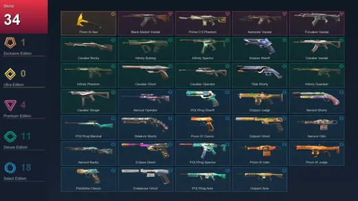 NA | Prism III Axe | Black.Market Vandal | Prime//2.0 Phantom | Aemondir Vandal | 34 Skin | 26 Agent | 97 Buddy | Lv184