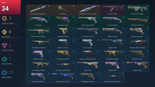 LA | Yoru's Stylish Butterfly Comb | Obsidiana | VALORANT GO! Vol. 1 Knife | Reaver Vandal | 34 Skin | 26 Agent | 133 Buddy | Lv284
