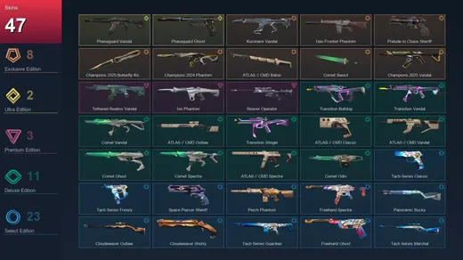 EU | Kuronami Vandal | Neo Frontier Phantom | Prelude to Chaos Sheriff | Champions 2025 Butterfly Knife | 47 Skin | 23 Agent | 52 Buddy | Lv79 — Valorant account