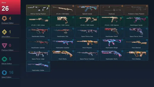AP | ATLAS // CMD Baton | SplashX Vandal | Kogitsune | Prelude to Chaos Phantom | 26 Skin | 18 Agent | 32 Buddy | Lv51 — Valorant account