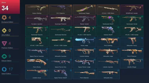 AP | Araxys Bulldog | EX.O Spectre | Sandswept Dagger | ATLAS // CMD Baton | 34 Skin | 24 Agent | 49 Buddy | Lv82
