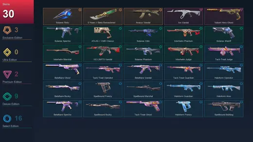 NA | Solarex Relic | 5 Years // Beta Remastered Knife | Araxys Vandal | Ion Vandal | 30 Skin | 18 Agent | 30 Buddy | Lv56 — Valorant account