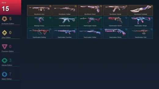 EU | Mystbloom Ares | Mystbloom Outlaw | Mystbloom Ghost | Mystbloom Vandal | 15 Skin | 15 Agent | 18 Buddy | Lv43