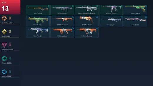 NA | Ruin Marshal | Hivemind Ares | Winterwunderland Phantom | Hivemind Spectre | 13 Skin | 7 Agent | 13 Buddy | Lv1 — Valorant account
