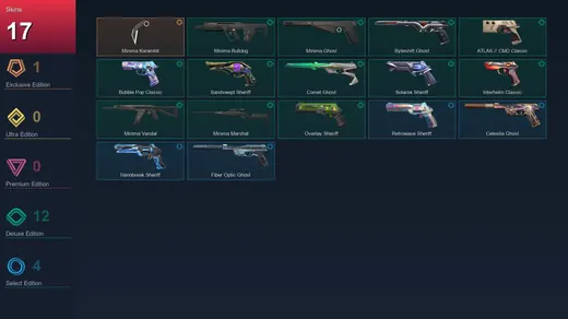 AP | Minima Karambit | Minima Bulldog | Minima Ghost | Byteshift Ghost | 17 Skin | 28 Agent | 64 Buddy | Lv263 — Valorant account