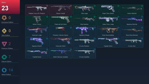 EU | Radiant Crisis 001 Phantom | Reaver Vandal | Tilde Judge | Iridian Thorn Sheriff | 23 Skin | 8 Agent | 15 Buddy | Lv30