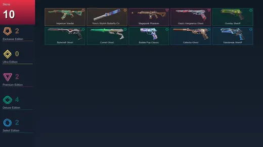 BR | Imperium Vandal | Yoru's Stylish Butterfly Comb | Magepunk Phantom | Gaia's Vengeance Ghost | 10 Skin | 27 Agent | 42 Buddy | Lv123