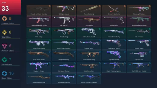 BR | Prelude to Chaos Operator | Glitchpop Vandal | Recon Balisong | Onimaru Kunitsuna | 33 Skin | 18 Agent | 42 Buddy | Lv67