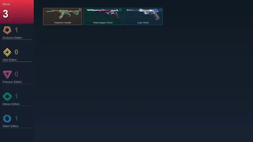 EU | Imperium Vandal | Heartstopper Ghost | Luxe Ghost | 3 Skin | 17 Agent | 16 Buddy | Lv46 — Valorant account