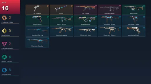 EU | Ion Karambit | Bound | Oni Vandal | Reaver Phantom | 16 Skin | 14 Agent | 16 Buddy | Lv36