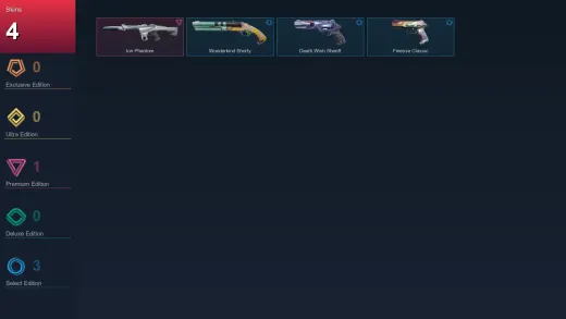 AP | Ion Phantom | Wunderkind Shorty | Death Wish Sheriff | Finesse Classic | 4 Skin | 20 Agent | 43 Buddy | Lv89