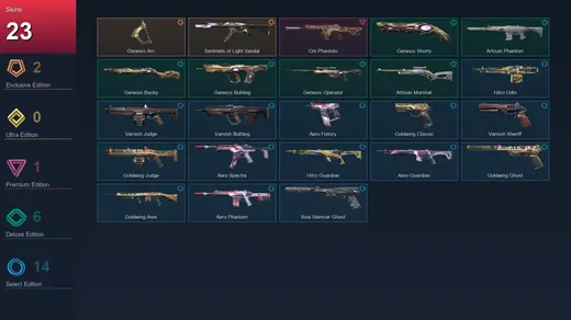 AP | Genesis Arc | Sentinels of Light Vandal | Oni Phantom | Genesis Shorty | 23 Skin | 20 Agent | 39 Buddy | Lv79 — Valorant account