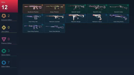 LA | Mystbloom Phantom | Araxys Phantom | Byteshift Vandal | Byteshift Judge | 12 Skin | 12 Agent | 19 Buddy | Lv33