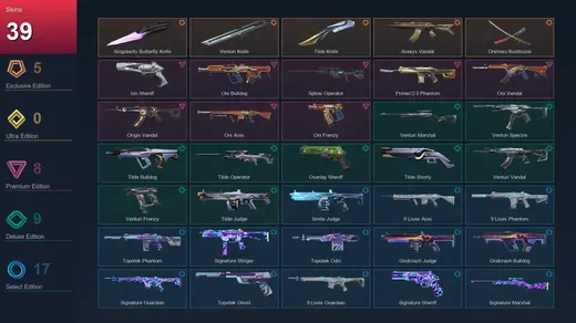 AP | Singularity Butterfly Knife | Venturi Knife | Tilde Knife | Araxys Vandal | 39 Skin | 27 Agent | 33 Buddy | Lv71
