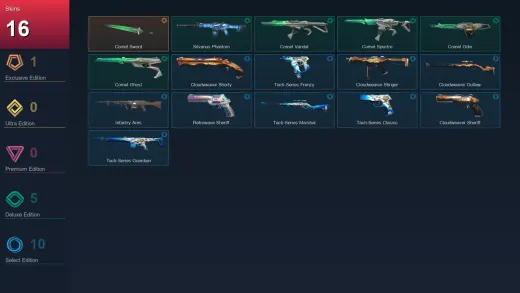 AP | Comet Sword | Silvanus Phantom | Comet Vandal | Comet Spectre | 16 Skin | 24 Agent | 29 Buddy | Lv73