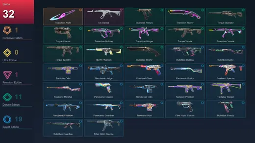 LA | Transition Knife | Ion Vandal | Guardrail Frenzy | Transition Shorty | 32 Skin | 22 Agent | 39 Buddy | Lv66