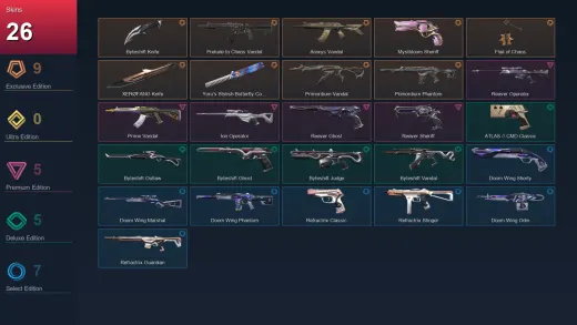 EU | Byteshift Knife | Prelude to Chaos Vandal | Araxys Vandal | Mystbloom Sheriff | 26 Skin | 29 Agent | 54 Buddy | Lv105