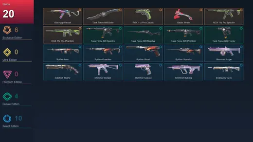 EU | Glitchpop Vandal | Task Force 809 Knife | RGX 11z Pro Classic | Gaia's Wrath | 20 Skin | 24 Agent | 43 Buddy | Lv92
