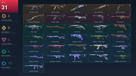 AP | Kuronami Vandal | Araxys Vandal | Tilde Knife | Recon Balisong | 31 Skin | 15 Agent | 42 Buddy | Lv89 — Valorant account