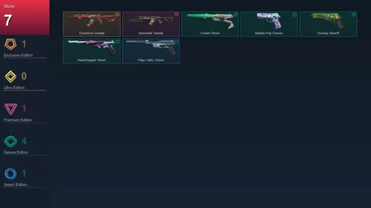 EU | Overdrive Vandal | Aemondir Vandal | Comet Ghost | Bubble Pop Classic | 7 Skin | 28 Agent | 31 Buddy | Lv134 — Valorant account