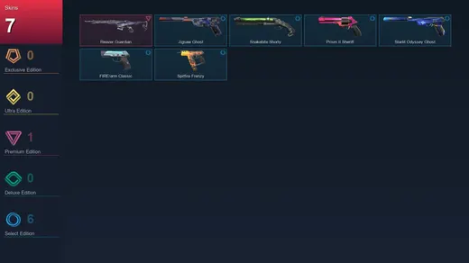 EU | Reaver Guardian | Jigsaw Ghost | Snakebite Shorty | Prism II Sheriff | 7 Skin | 18 Agent | 41 Buddy | Lv123 — Valorant account