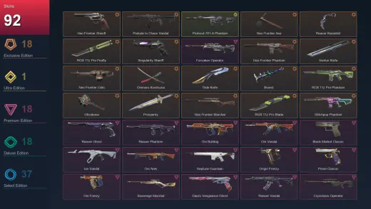 NA | Neo Frontier Sheriff | Prelude to Chaos Vandal | Neo Frontier Axe | Reaver Karambit | 92 Skin | 22 Agent | 79 Buddy | Lv120 — Valorant account