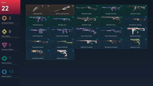 EU | Byteshift Knife | ORA by OneTap Knife | Byteshift Outlaw | Montage Phantom | 22 Skin | 12 Agent | 27 Buddy | Lv32