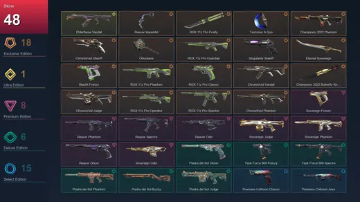 NA | Reaver Karambit | RGX 11z Pro Firefly | Terminus A Quo | Champions 2022 Phantom | 48 Skin | 23 Agent | 36 Buddy | Lv55