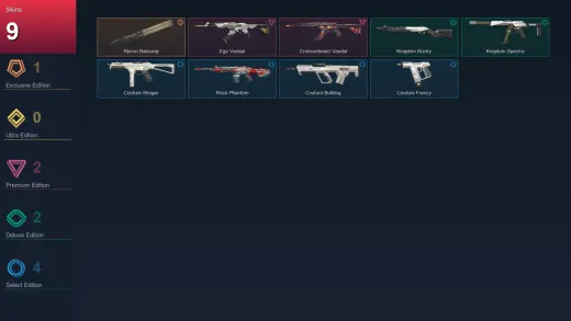 EU | Recon Balisong | Ego Vandal | Crimsonbeast Vandal | Kingdom Bucky | 9 Skin | 13 Agent | 13 Buddy | Lv21