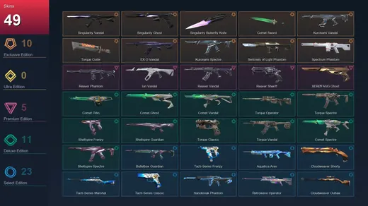 AP | Singularity Vandal | Singularity Ghost | Singularity Butterfly Knife | Comet Sword | 49 Skin | 20 Agent | 45 Buddy | Silver I | Lv68 — Valorant account