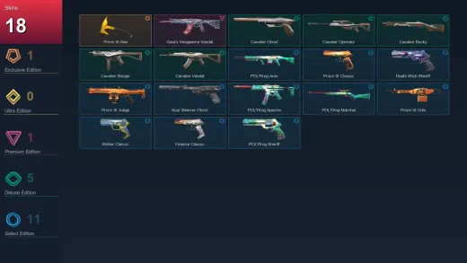 EU | Prism III Axe | Gaia's Vengeance Vandal | Cavalier Ghost | Cavalier Operator | 18 Skin | 19 Agent | 38 Buddy | Lv103