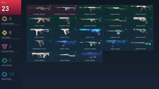 EU | Forsaken Operator | VALORANT GO! Vol. 1 Guardian | Kingdom Phantom | Kingdom Bucky | 23 Skin | 11 Agent | 27 Buddy | Lv28