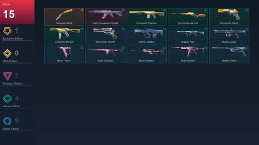EU | Composite Knife | Gaia's Vengeance Vandal | Composite Phantom | Composite Marshal | 15 Skin | 26 Agent | 39 Buddy | Lv106