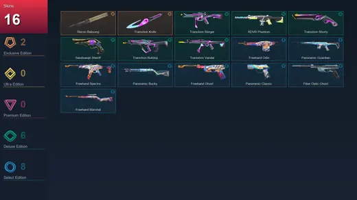 EU | Recon Balisong | Transition Knife | Transition Stinger | RDVR Phantom | 16 Skin | 19 Agent | 23 Buddy | Lv70 — Valorant account