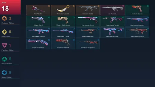 EU | Heart Splitter | Prime//2.0 Karambit | Kuronami Vandal | Ion Phantom | 18 Skin | 20 Agent | 31 Buddy | Lv78 — Valorant account