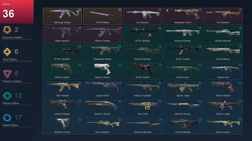 NA | Glitchpop Vandal | K/TAC Blade | Ion Phantom | Magepunk Ghost | 36 Skin | 14 Agent | 28 Buddy | Lv50