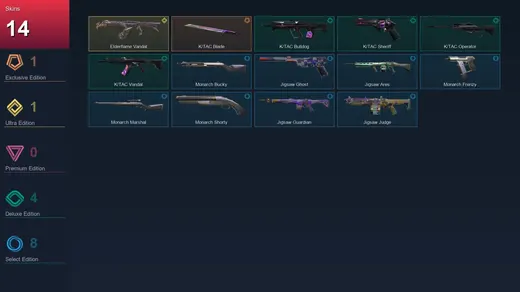 NA | K/TAC Blade | Elderflame Vandal | K/TAC Bulldog | K/TAC Sheriff | 14 Skin | 14 Agent | 18 Buddy | Lv38 — Valorant account