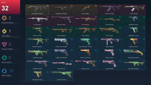 EU | Singularity Phantom | Ruin Dagger | Elderflame Vandal | Reaver Vandal | 32 Skin | 26 Agent | 61 Buddy | Lv168